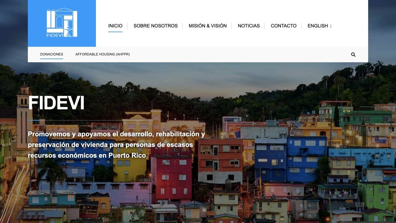 Captura del sitio web de FIDEVI