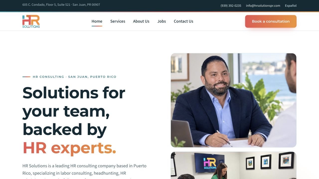 Captura del sitio web de HR Solutions PR
